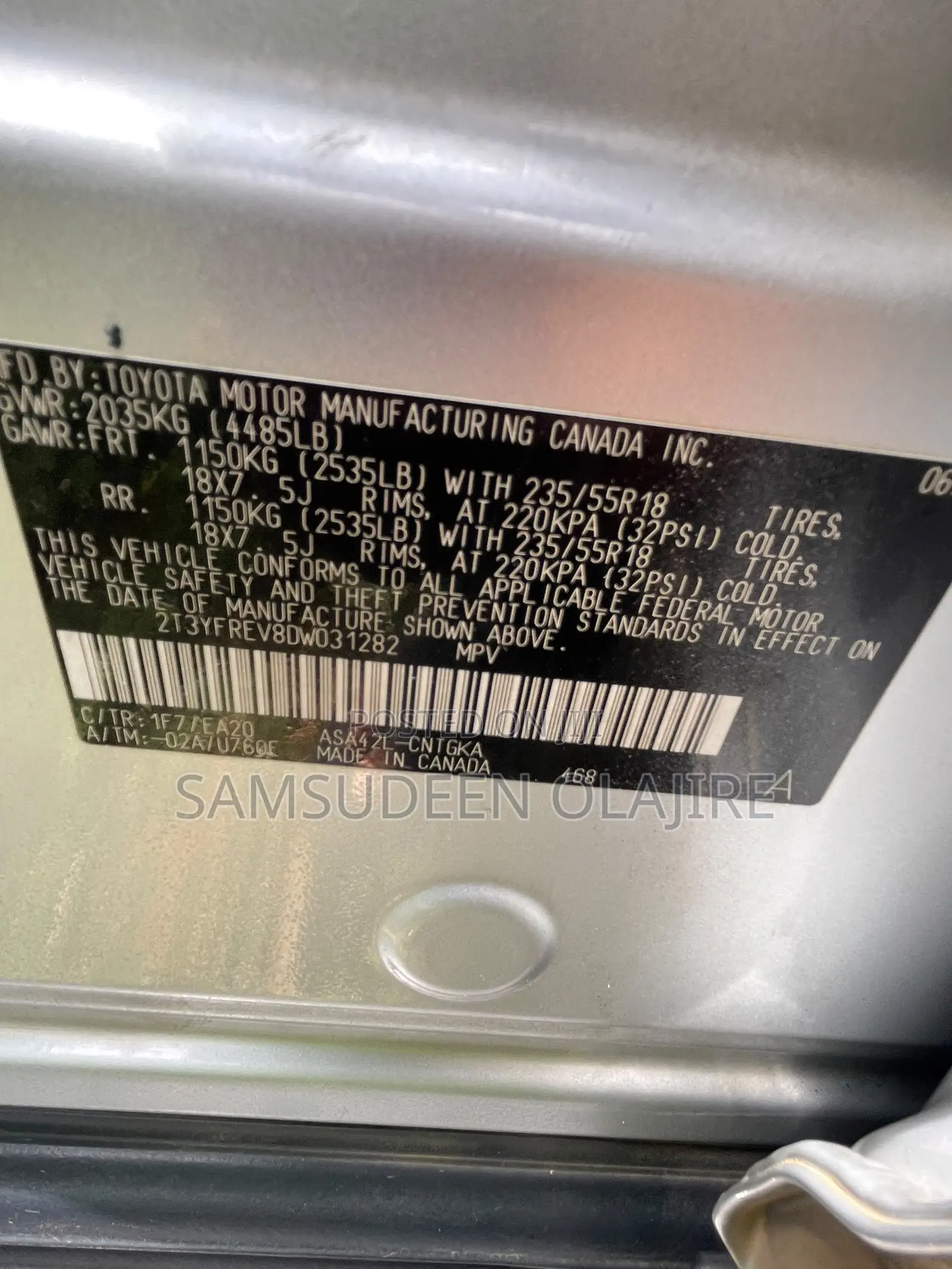 Toyota RAV4 XLE FWD (2.5L 4cyl 6A) 2013 Silver