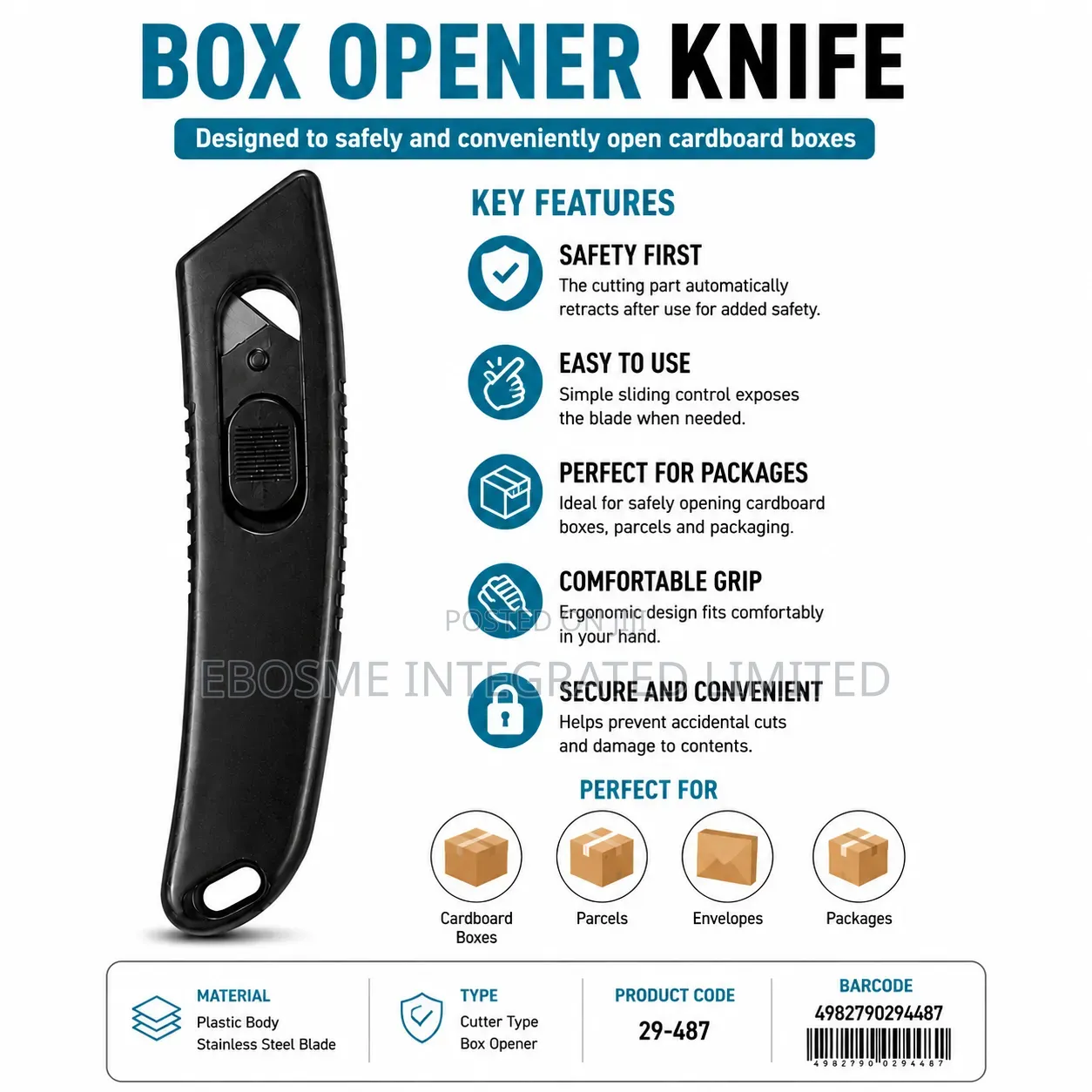 Retractable Box Opener Knife – Safety Cutter