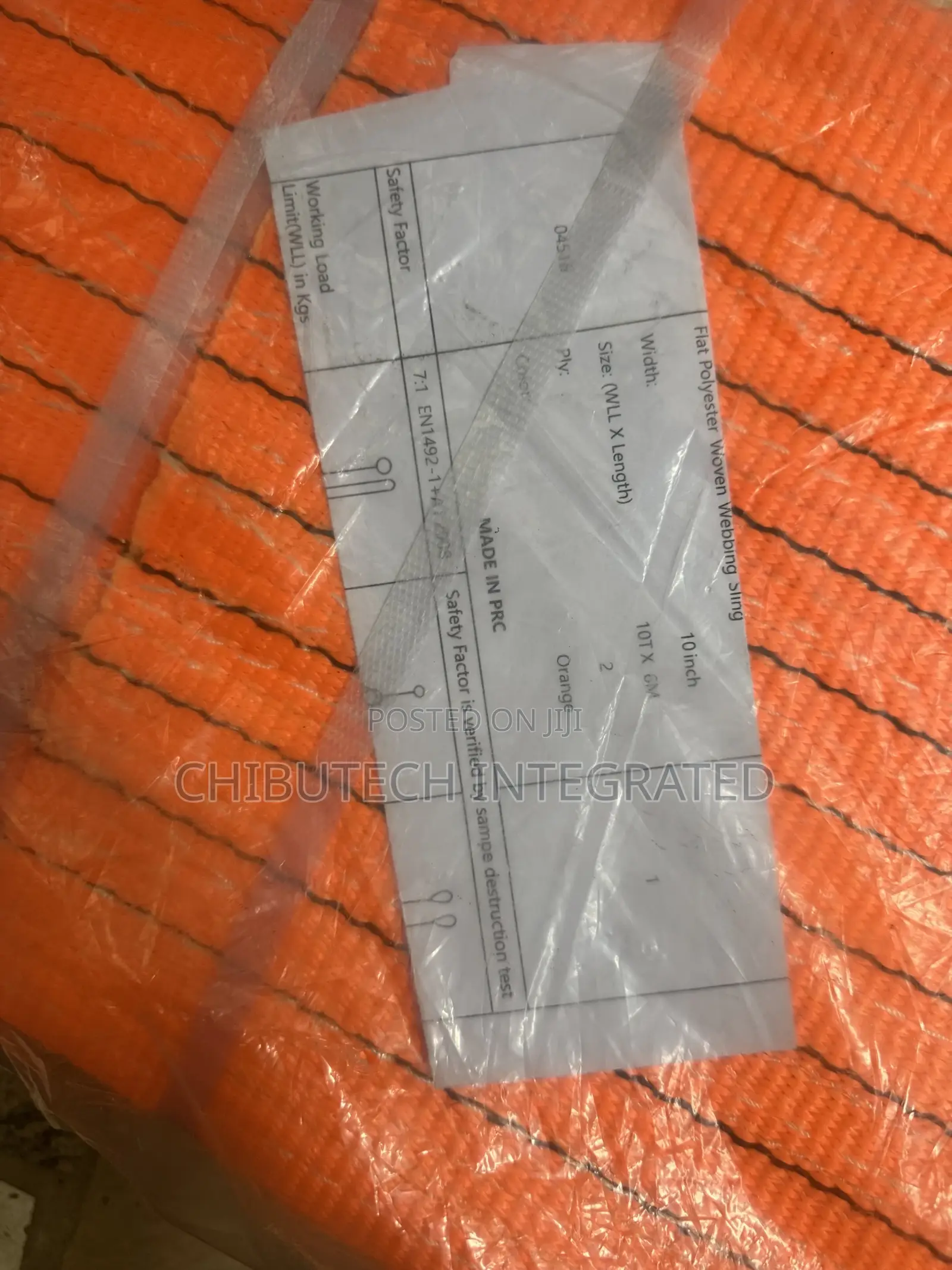 10-Ton, 6-Meter Orange Flat Polyester Woven Webbing Lifting Sling