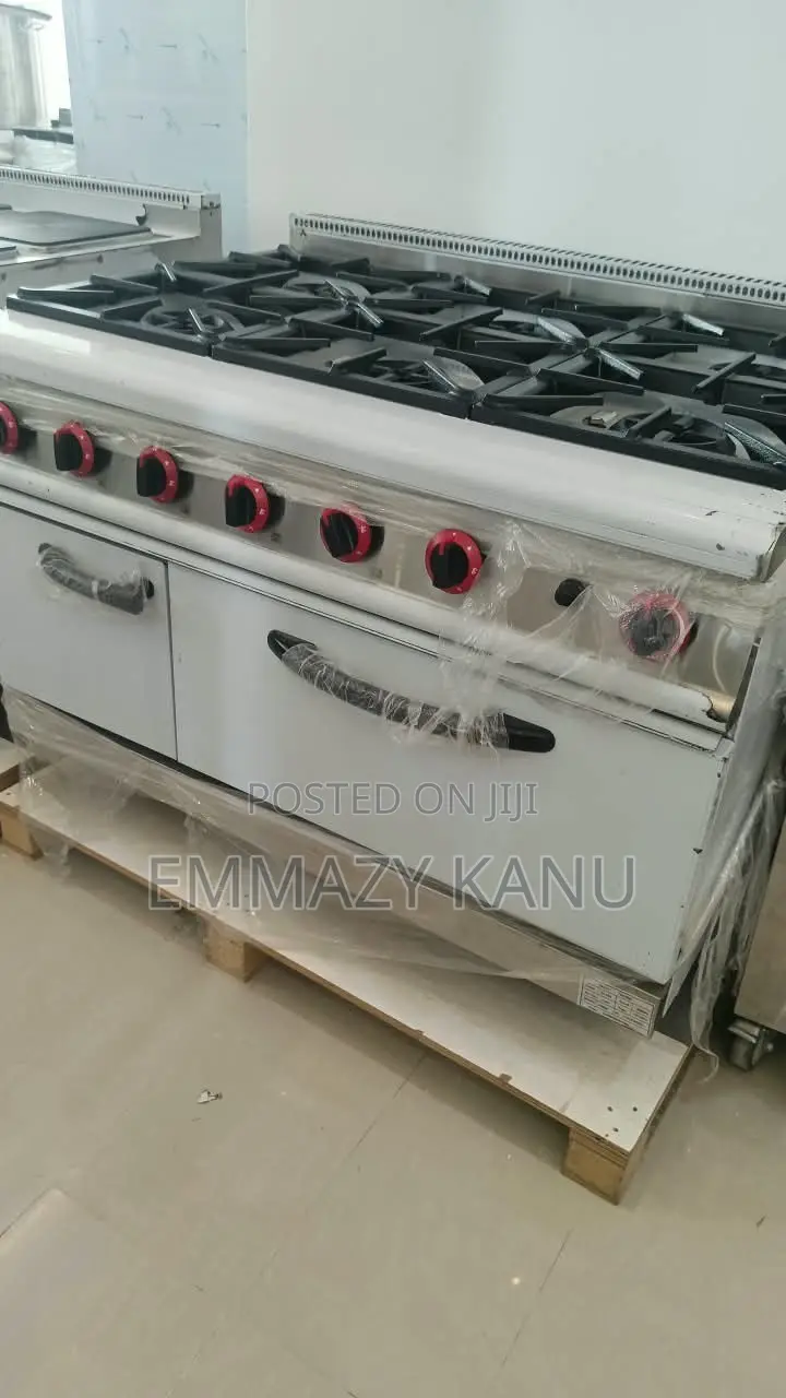 6 Burner Gas Cooker With Oven and Side Cabinet