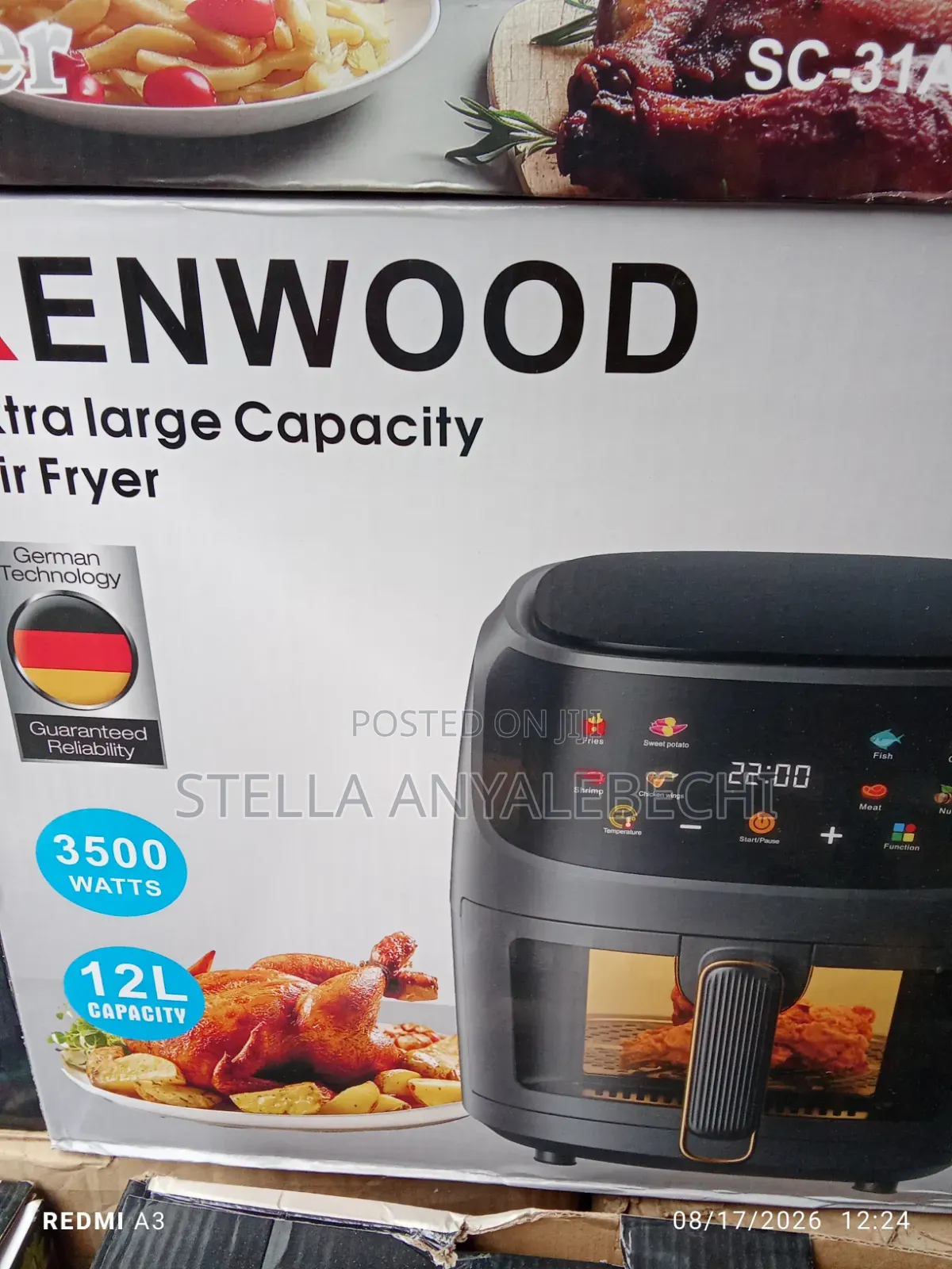 Kenwood Quality Deep Air Fryer for Baking, Grill, and Frying (12L)