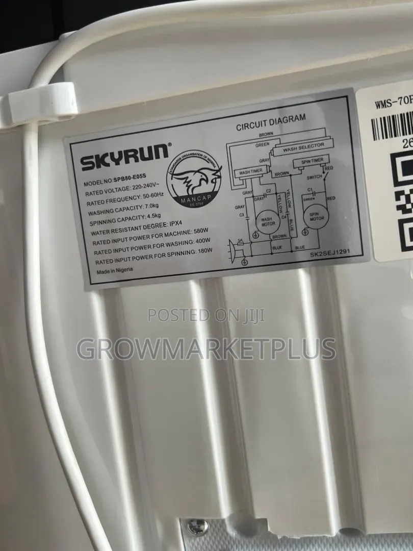 Skyrun 7KG Twin Tub Washing Machine – SPB80-E055