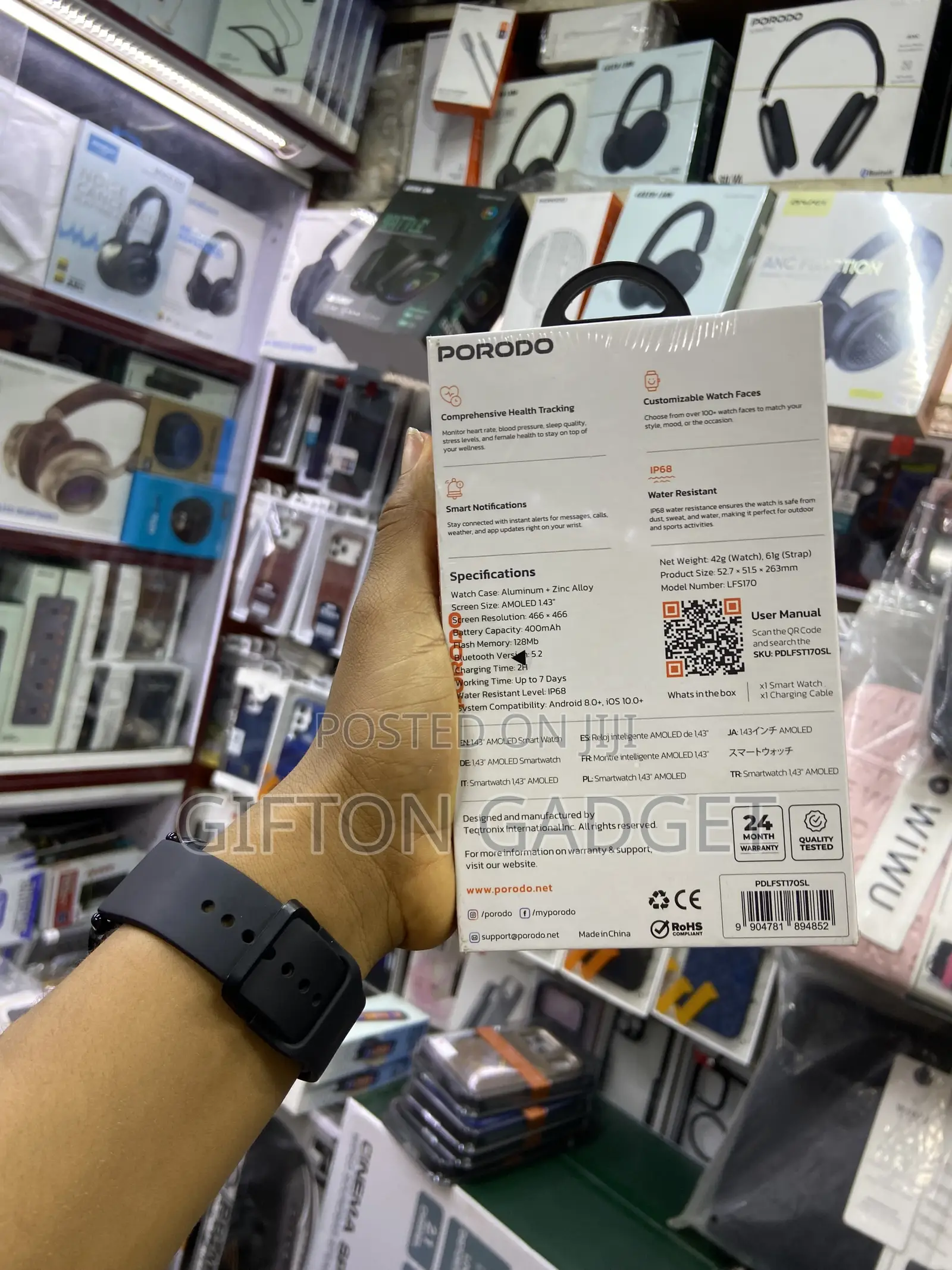 Porodo FitPulse Pro Smart Watch - 1.43" AMOLED Display, Bluetooth Call