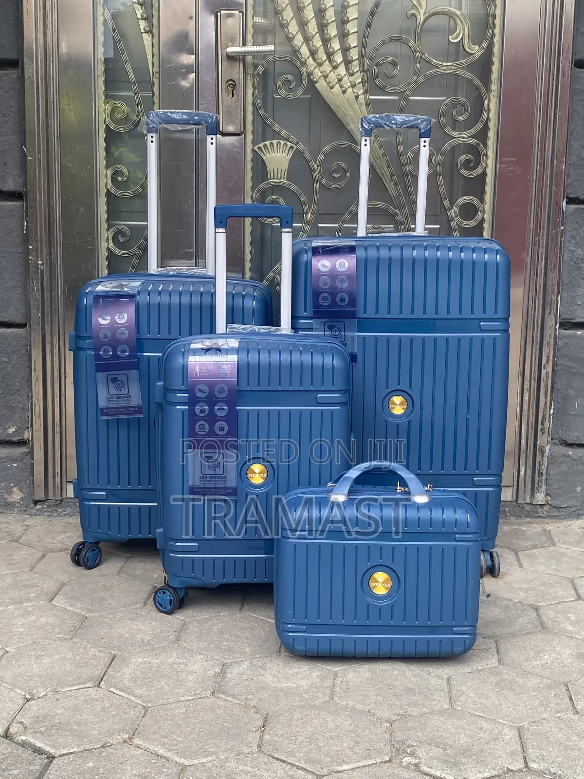 Swiss Polo Rubber Luggage Set - Blue