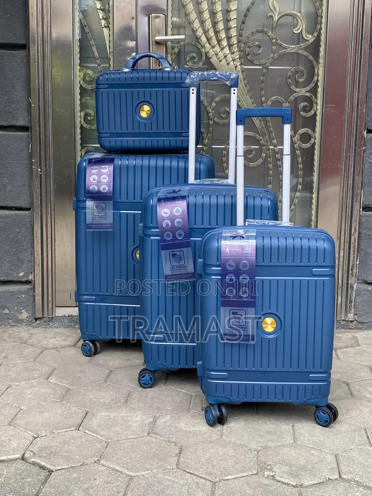 Swiss Polo Rubber Luggage Set - Blue