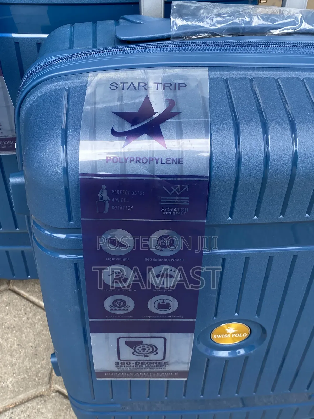 Swiss Polo Rubber Luggage Set - Blue