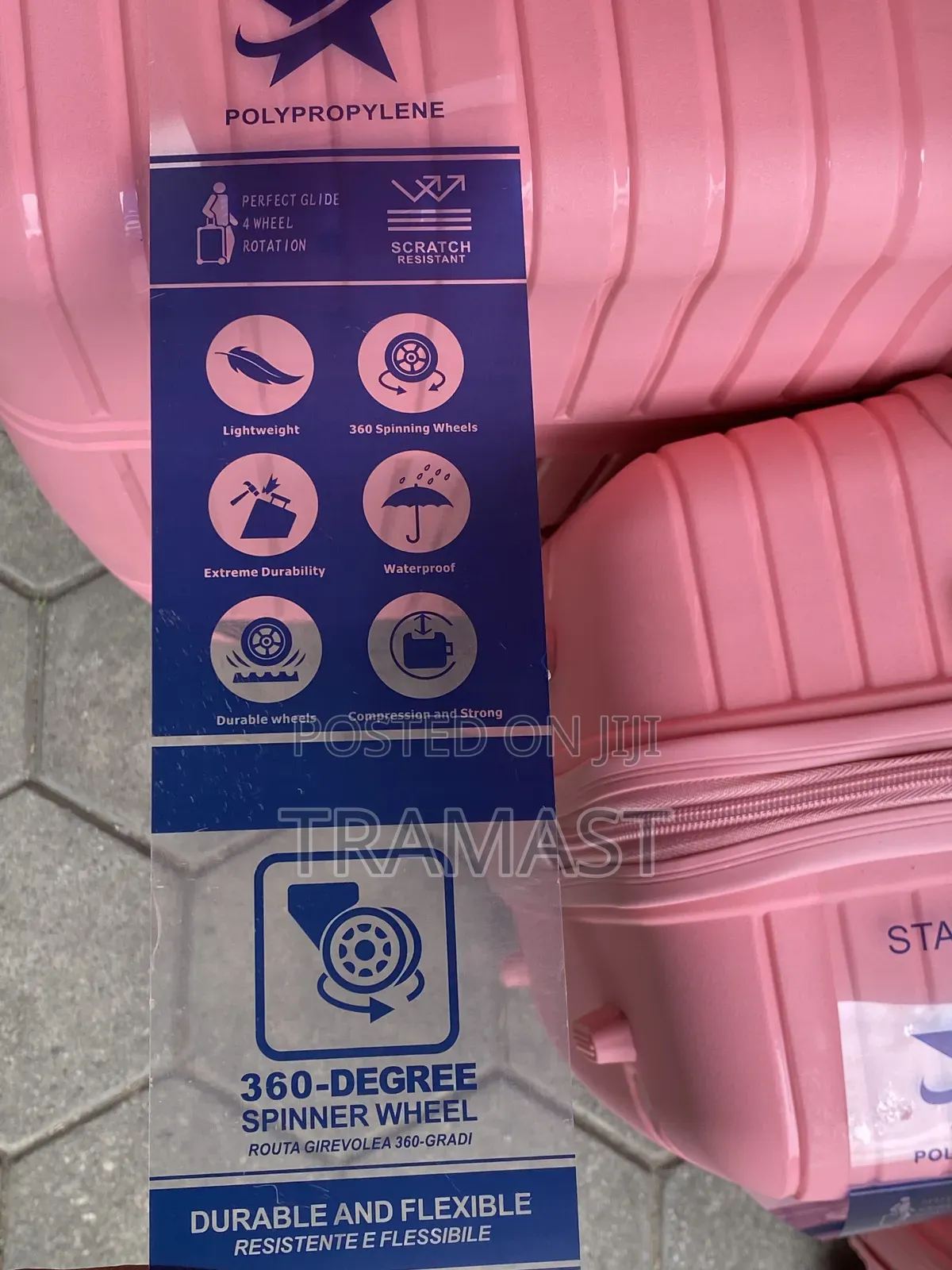 Swiss Polo Rubber Luggage Set - Baby Pink