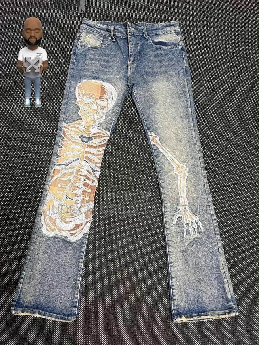 Premium Luxury Amiri Western Themed Patches Rivet Detailing Denim