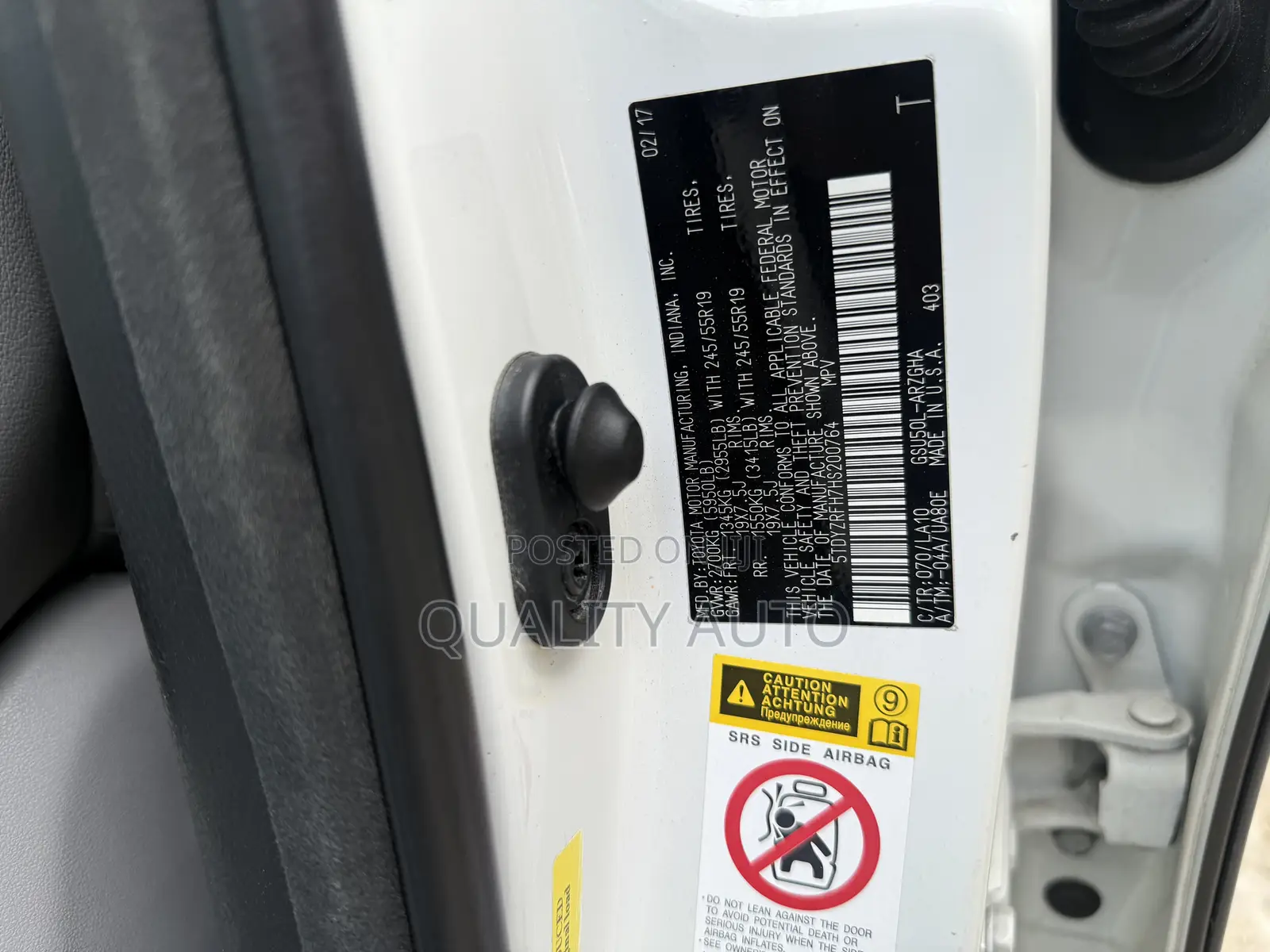 Toyota Highlander Limited Platinum 4x2 V6 (3.5L 6cyl 8A) 2018 White
