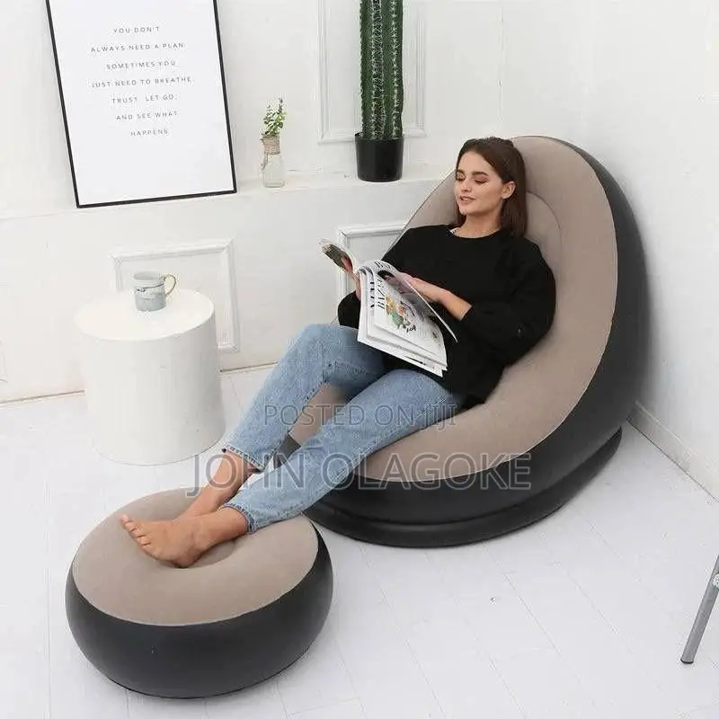 Inflatable Chair Sofa Lounger With Foot Stool and Pump.