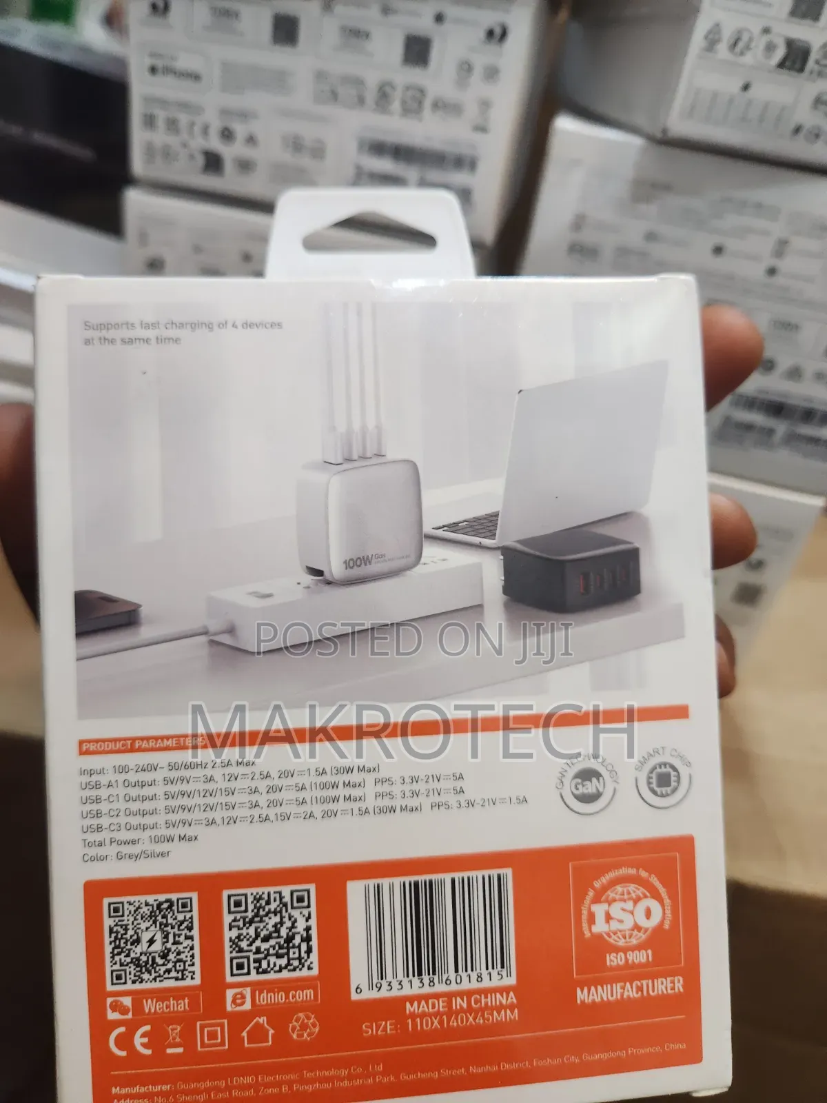 LDNIO Q408 100W GaN Super Fast Charger US/UK/EU Plug 1 USB 3 Type C