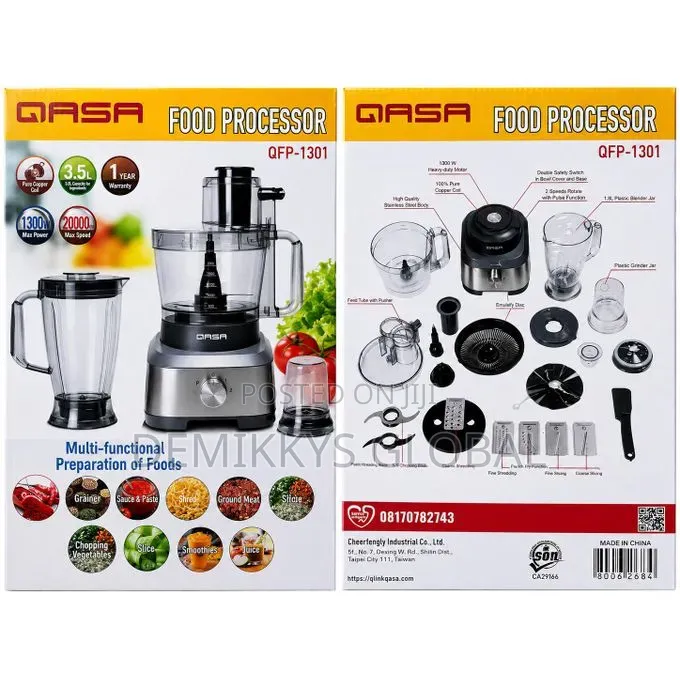 Qasa Yam Pounder/Food Processor 3.5L, 1300w