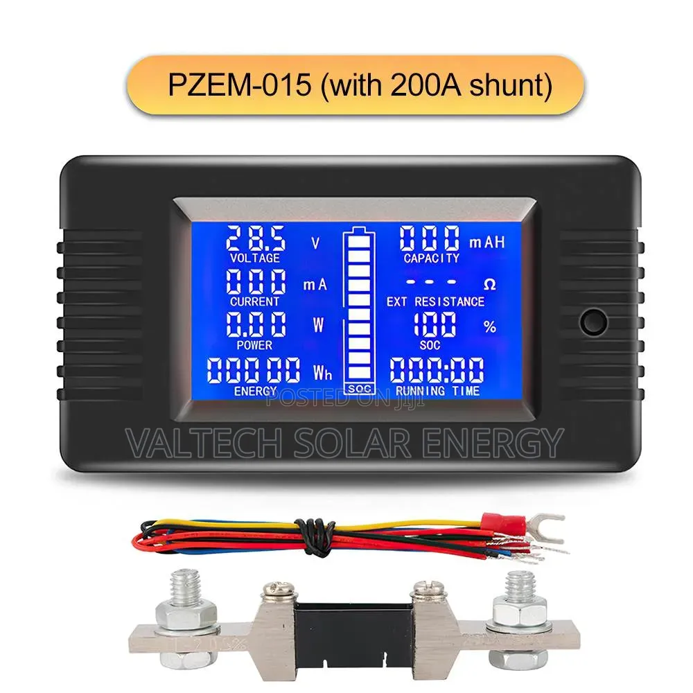DC Battery Meter LCD Capacity Voltage Monitor With 300A Shunt