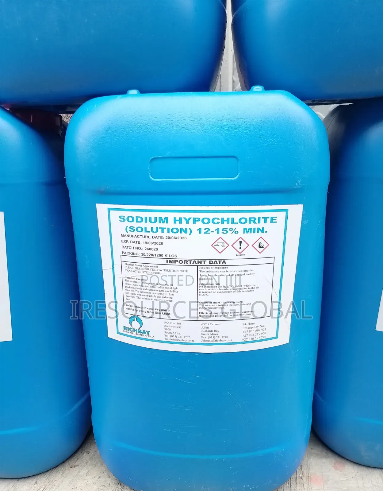 Sodium Hypochlorite (Naocl) Liquid 12-15%