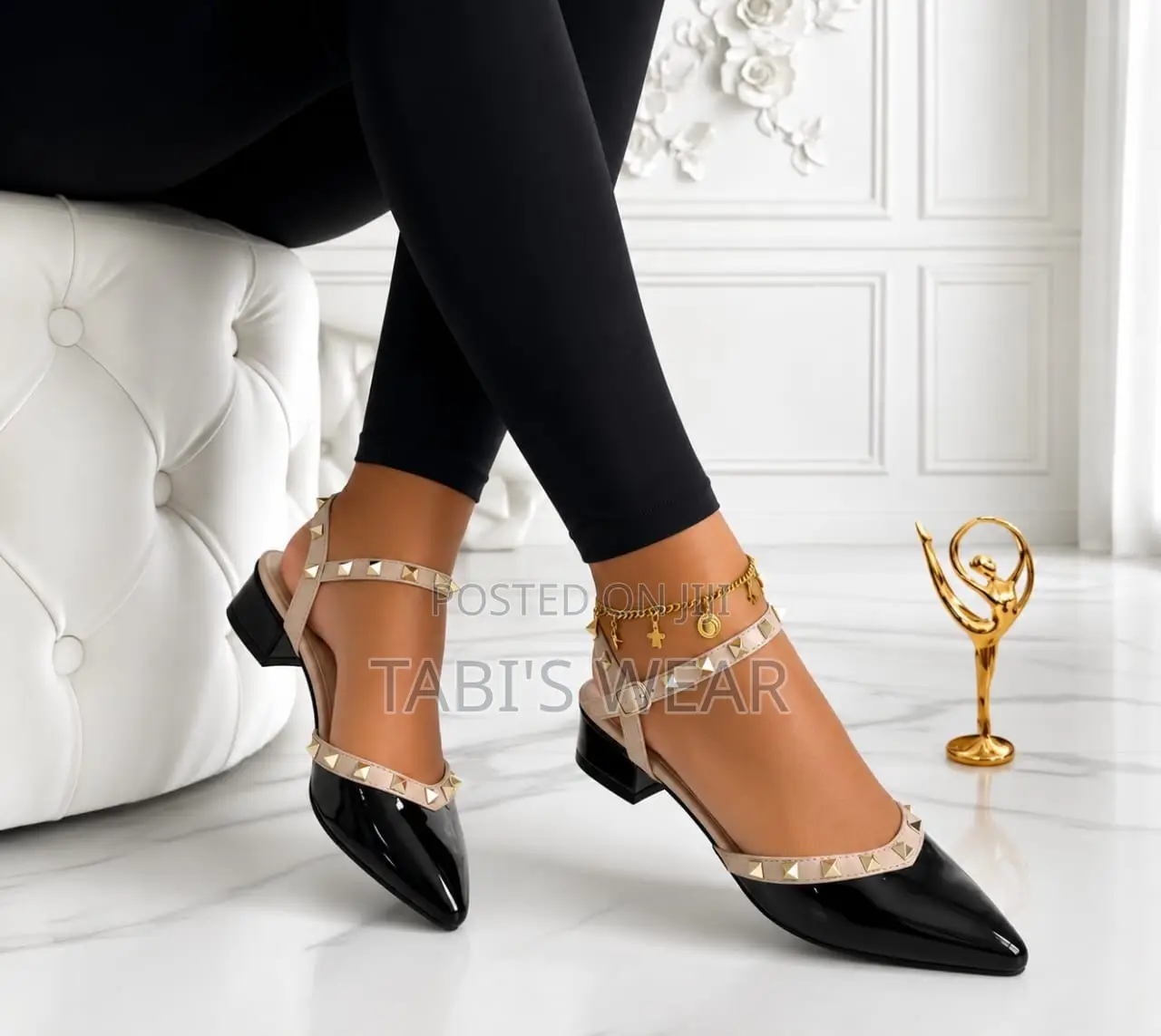 Stone Pleated Flat Sandal for Female