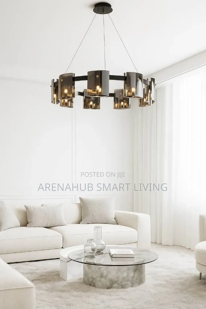 Luxury Chandelier Amber Glass Suspension Dining Living Bedroom