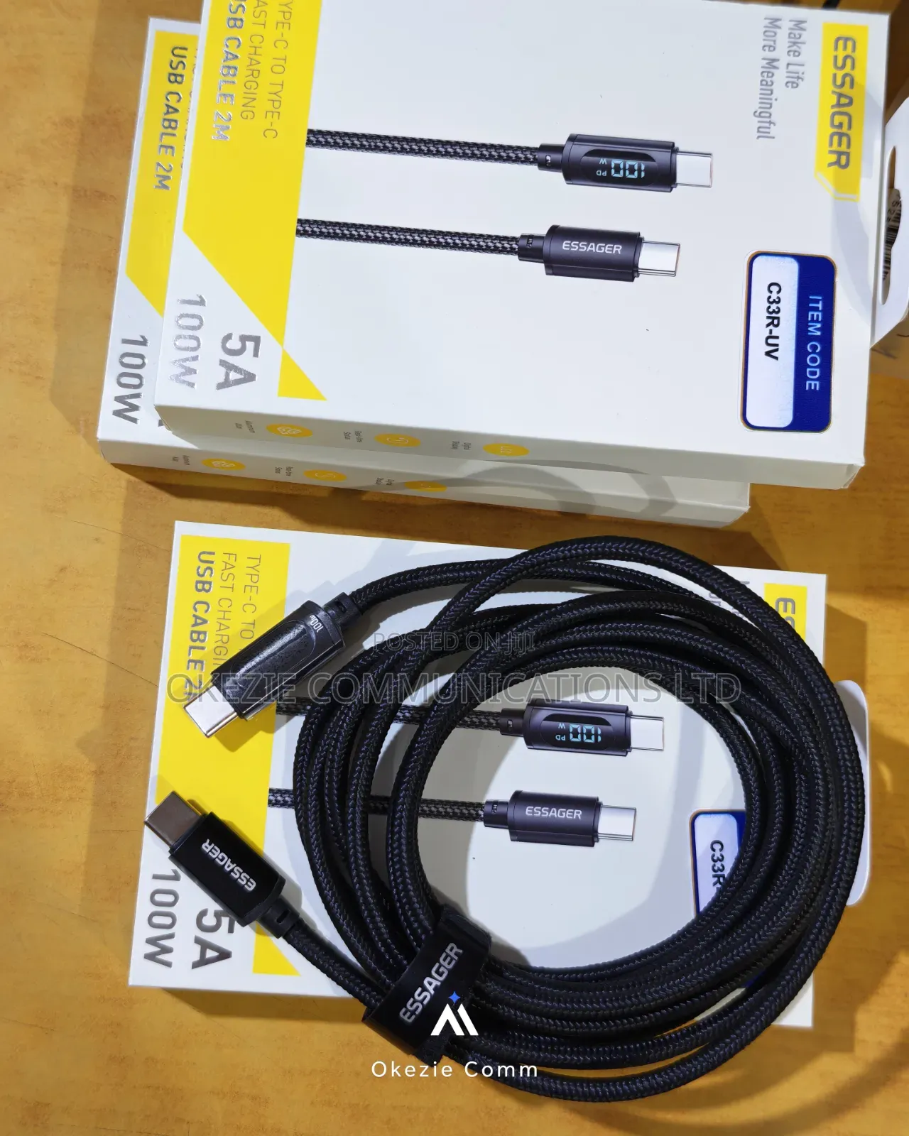 (Item: C33r-Uv) USB-C to C, 2 Meters Cable With Display (100w)