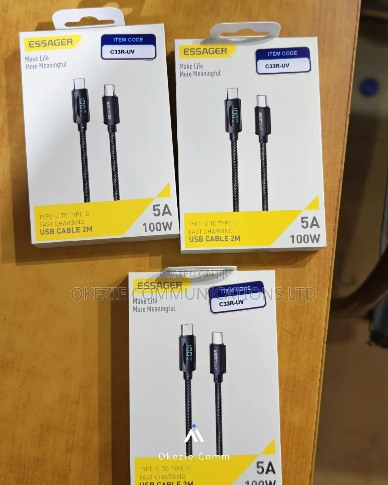 (Item: C33r-Uv) USB-C to C, 2 Meters Cable With Display (100w)