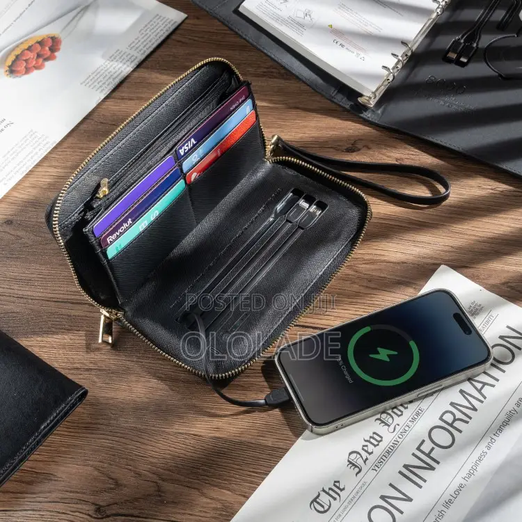 Wireless Powerbank Wallet, Zipper Wallet Universal Power Bank 10000mah