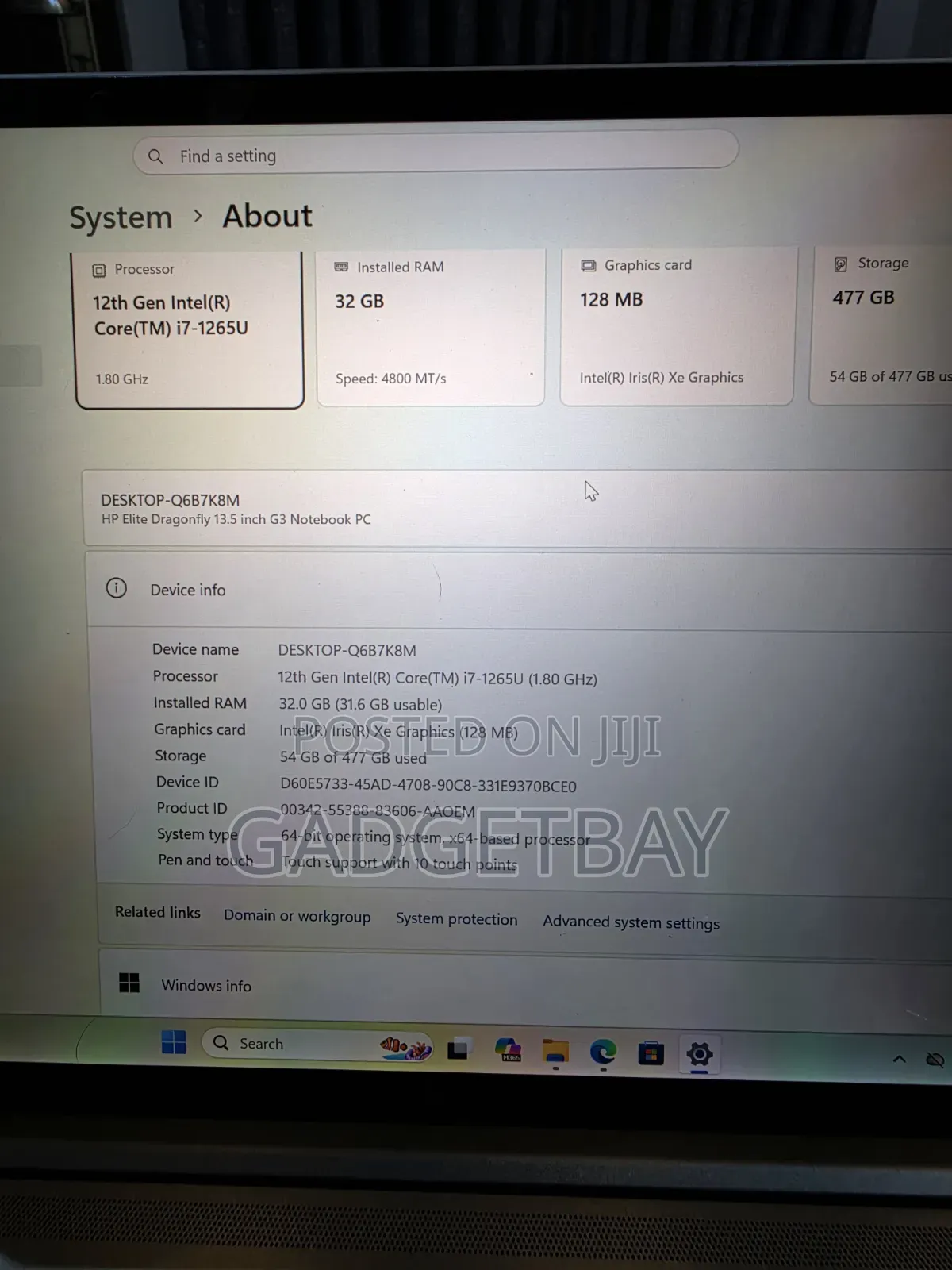 Laptop HP Elite Dragonfly G3 32GB Intel Core i7 SSD 512GB