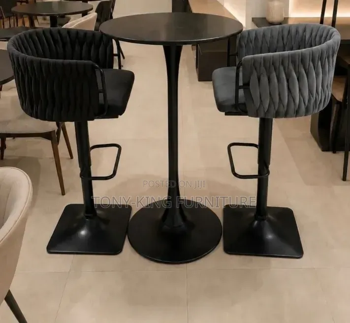 Modern Velvet Woven-Back Barstools Set