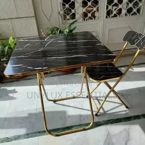 Black Marble Table and Chair 
1 Table 2 Chairs