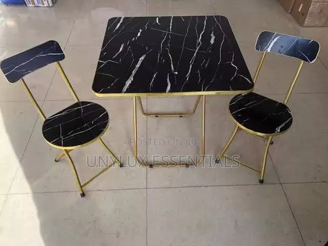 Black Marble Table and Chair 
1 Table 2 Chairs