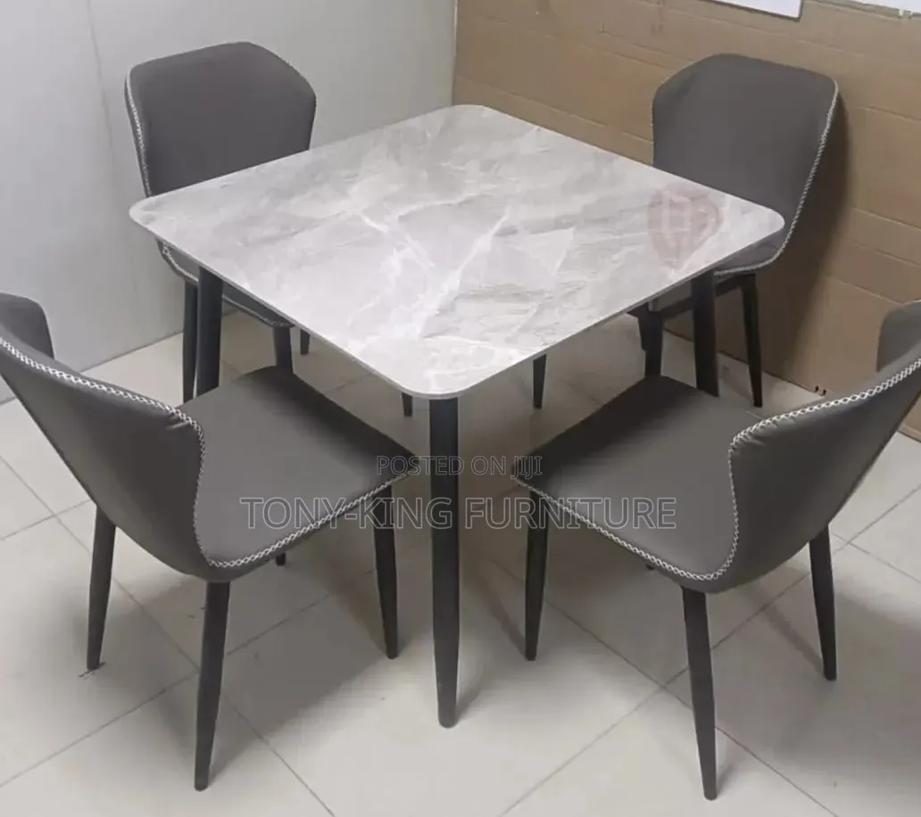 Imported Modern 4-Seater Faux Marble Dining Set