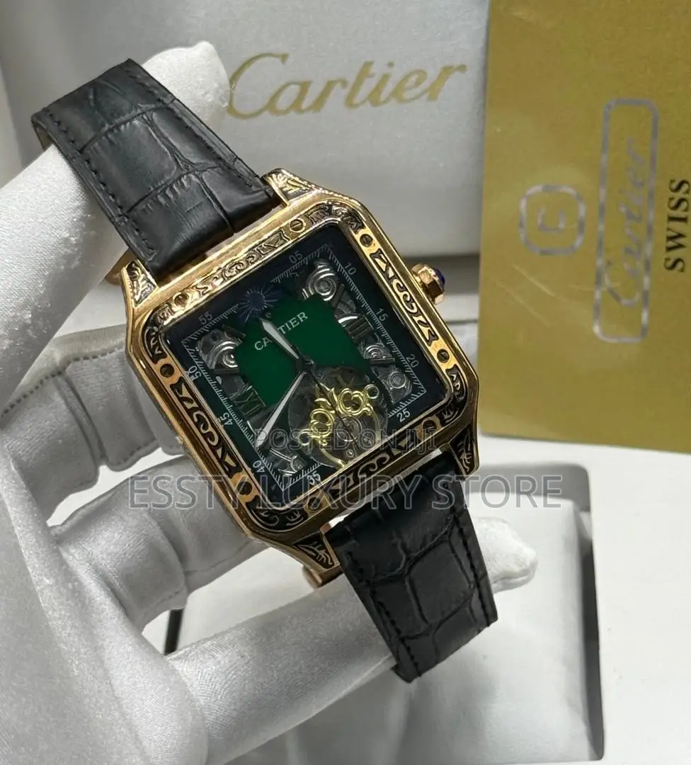 High Quality Luxury Automatic Cartier Genuine Leather Wristwatch
