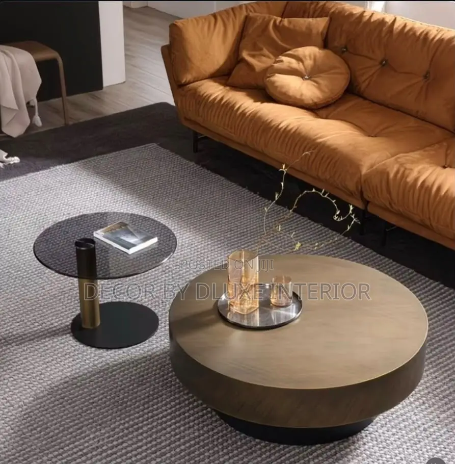 Nordic Stainless Steel Bronze Round Coffee Table Set