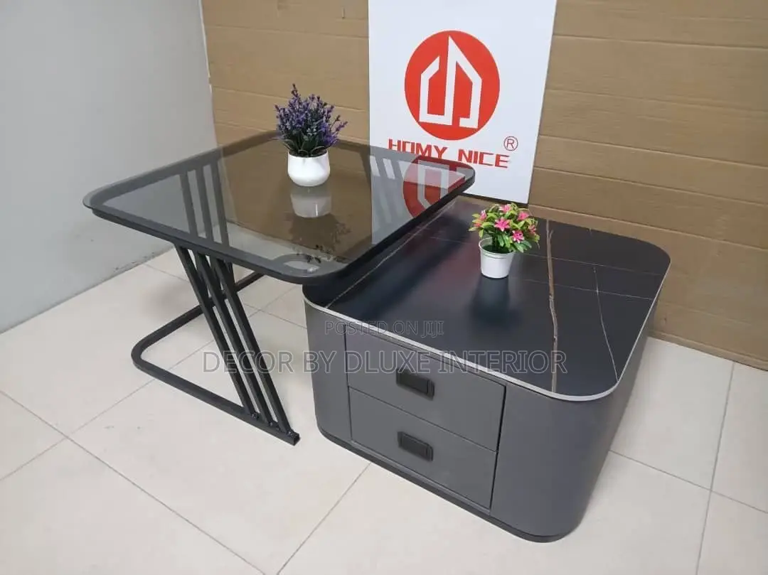 Modern Simple Slate Glass Center Table