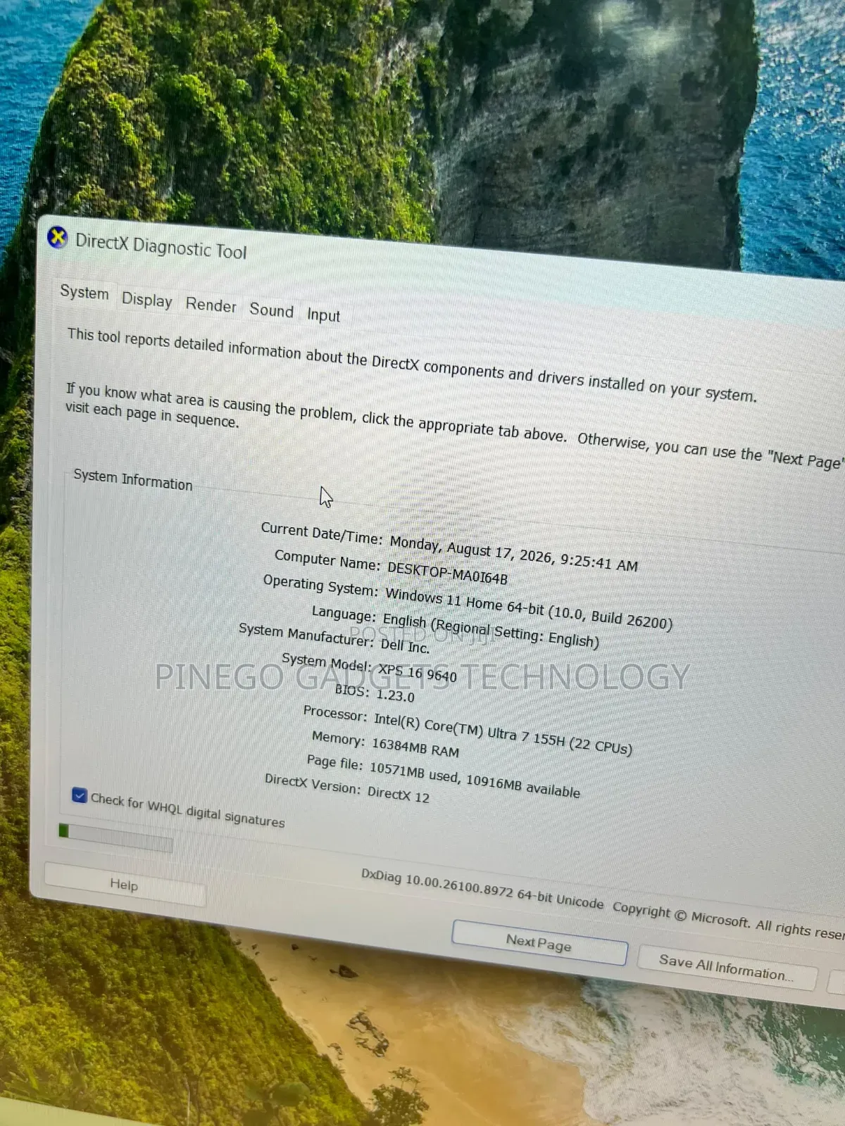 Laptop Dell XPS 16 9640 16GB Intel Core Ultra 7 SSD 512GB