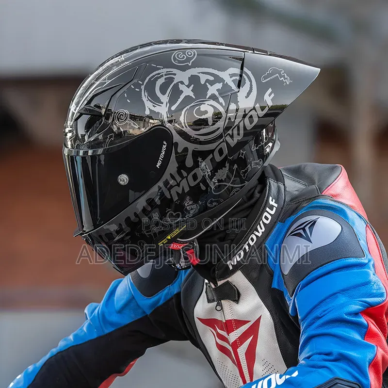 Motorwolf Full Face Helmet With Helmet Headset for Calls and Music
