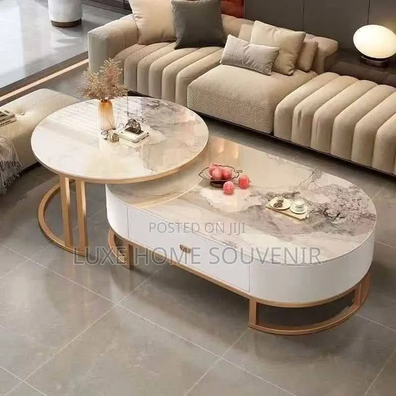 Luxury Real Marble Center Table 2 in 1