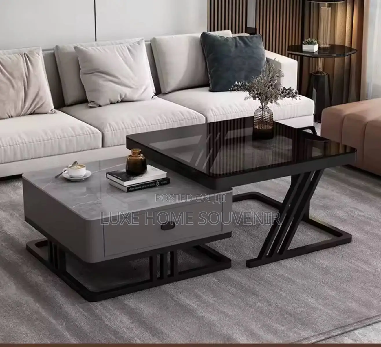 Luxury Real Marble 2 in 1 Center Table With Drawer