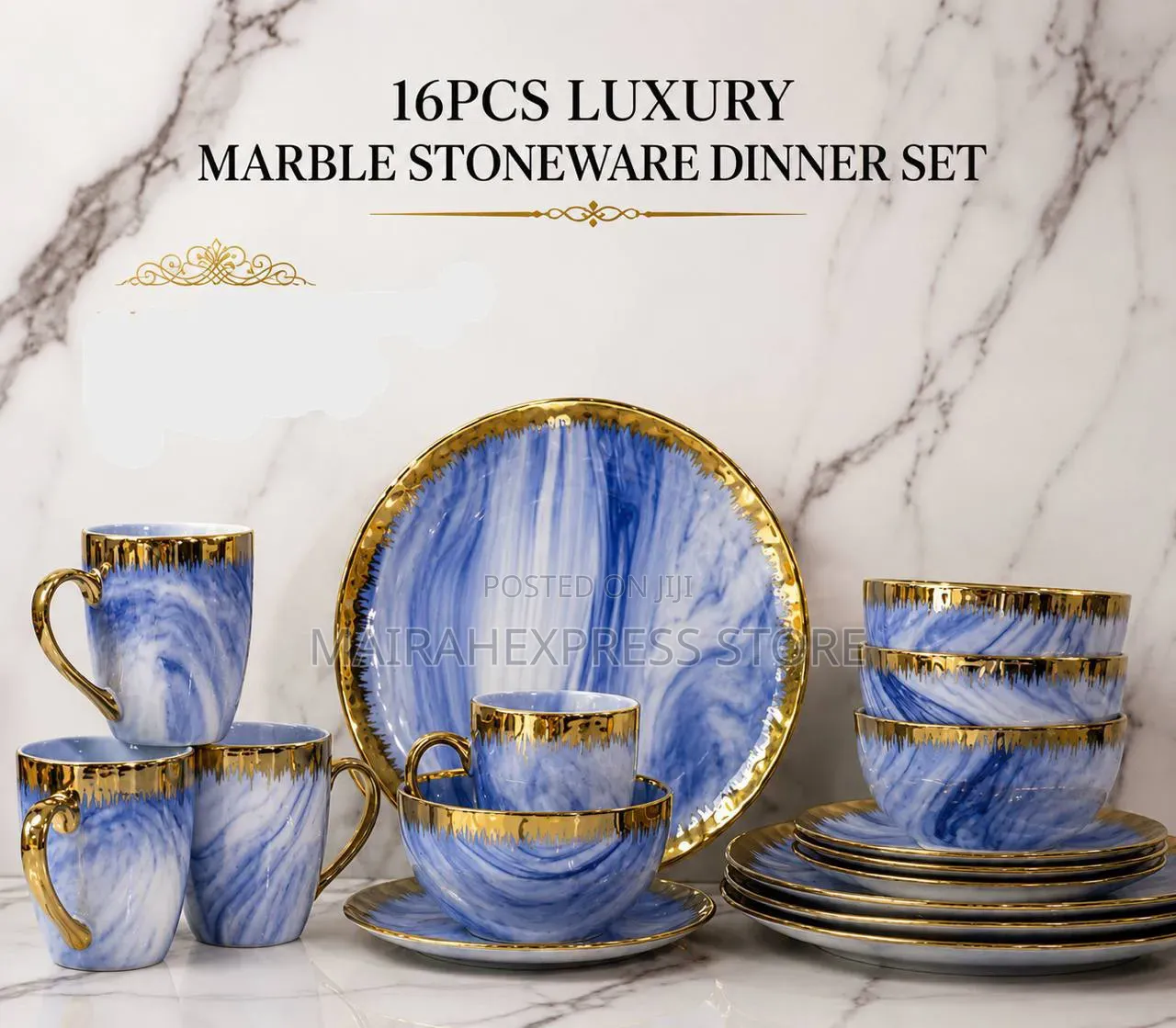 16pcs Luxury Marble Stoneware Dinner Set