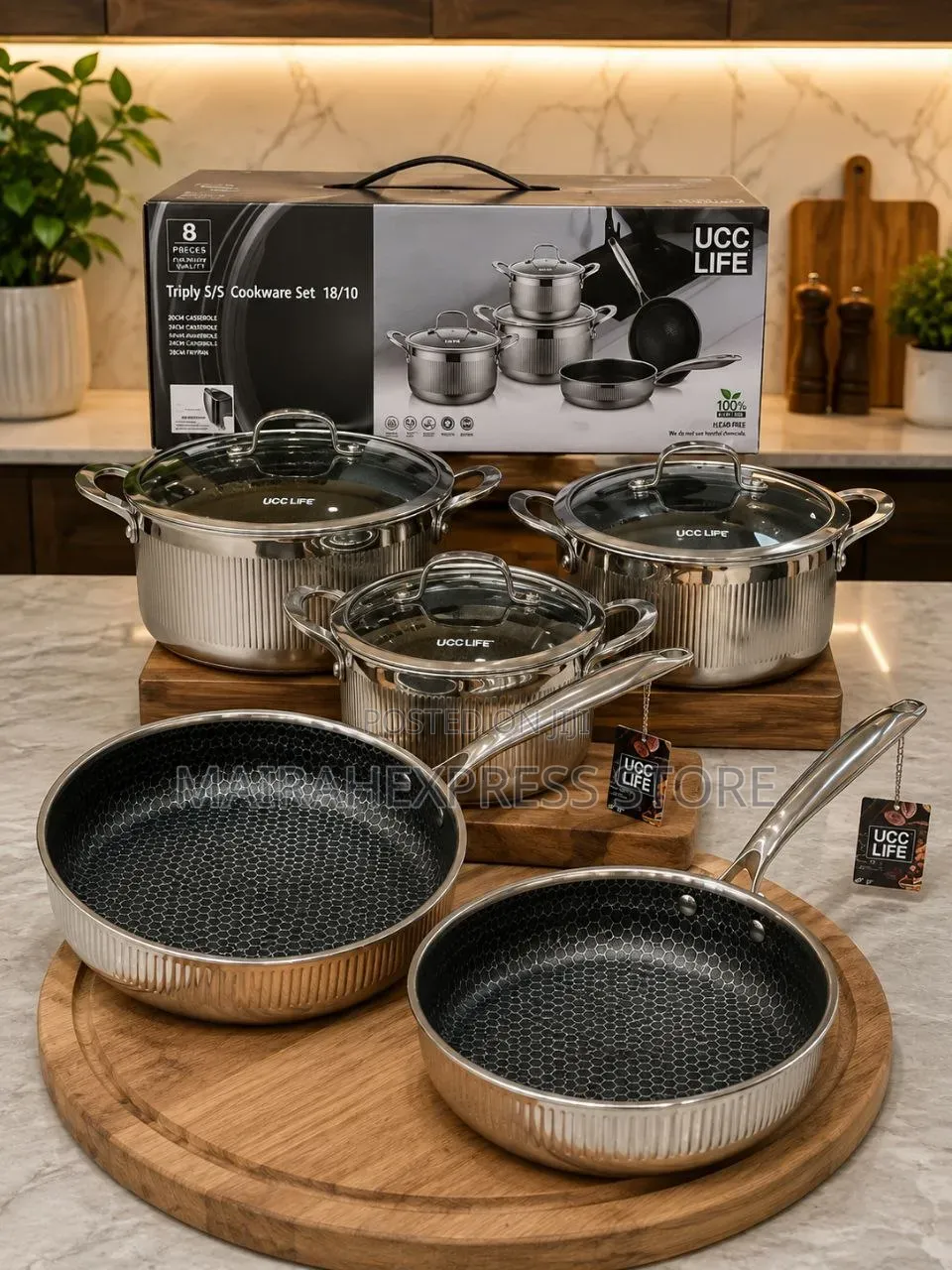 Ucc Life 8pcs Quality Stainless Steel Pot With Induction Atm