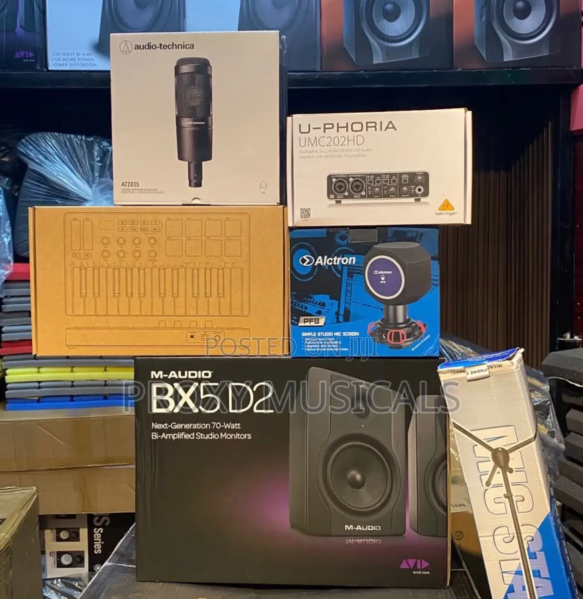 BX5D2, MVave Midi, AT2020 Mic, UMC202HD Soundcard, Alctron Pop Filter