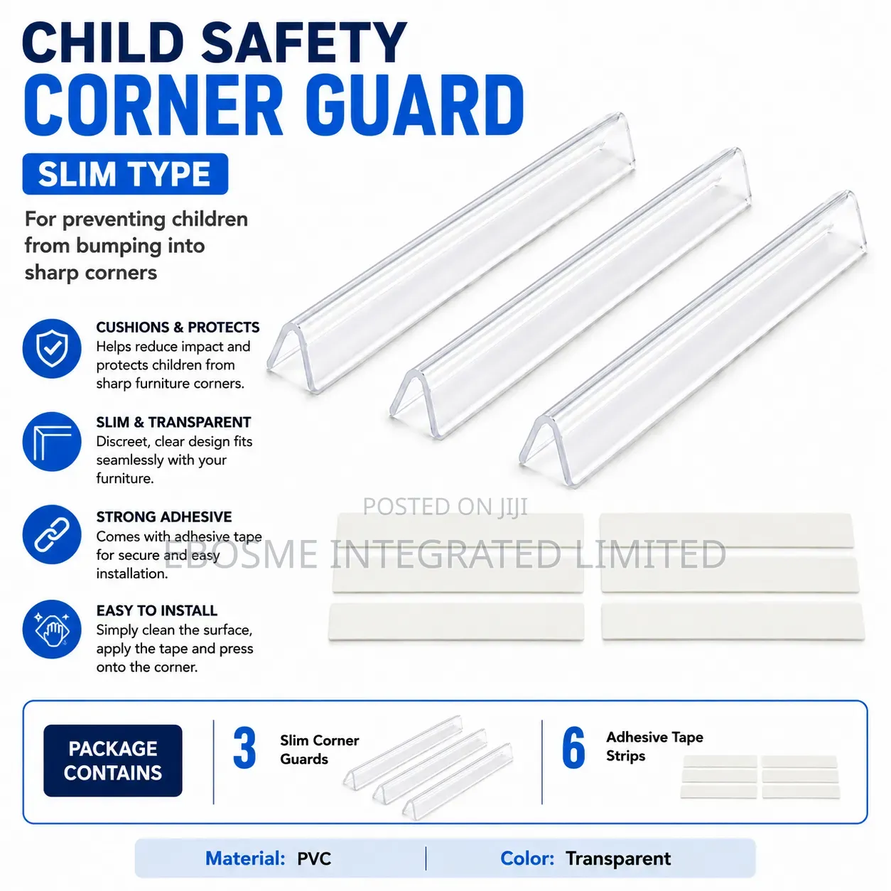 3pcs Transparent Slim Child Safety Corner Guards