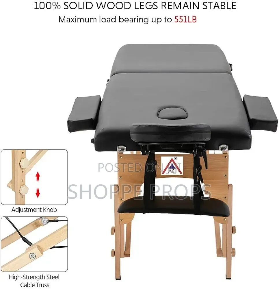 Portable Foldable 2-Section Physiotherapy, Massage, Lash, Tattoo Bed