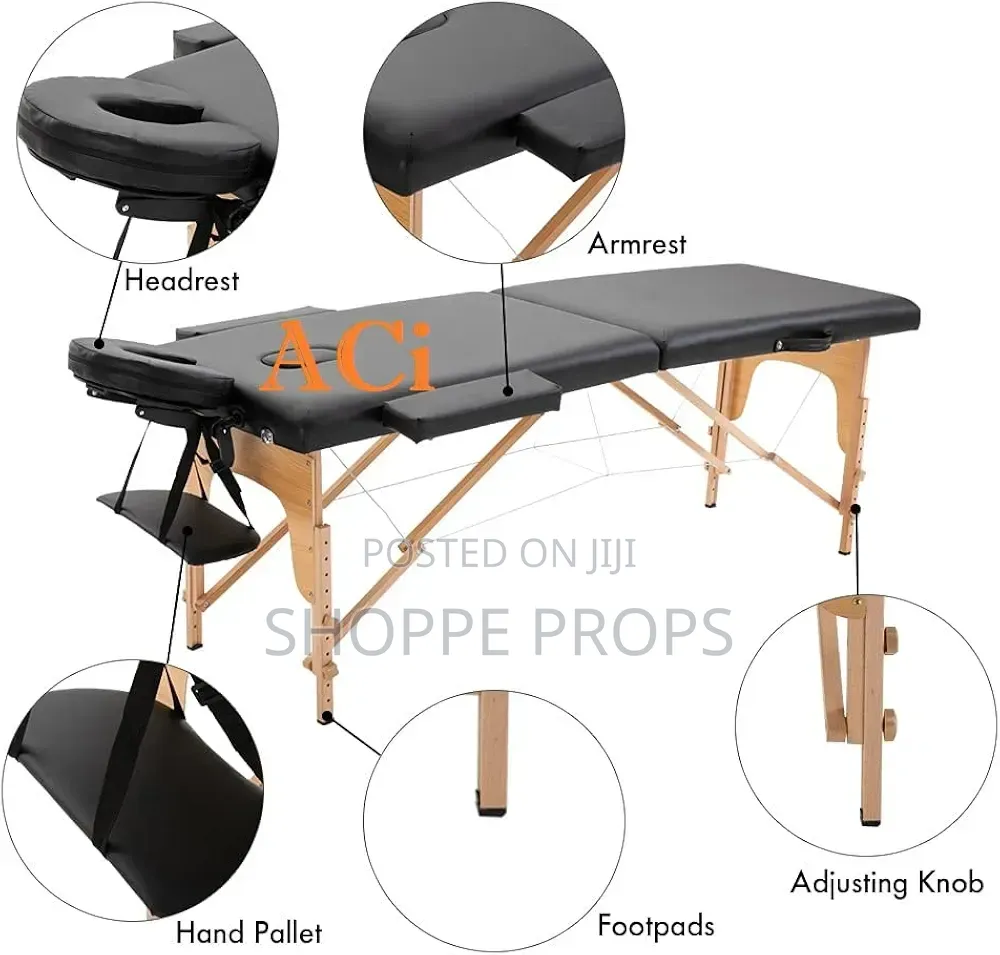 Portable Foldable 2-Section Physiotherapy, Massage, Lash, Tattoo Bed