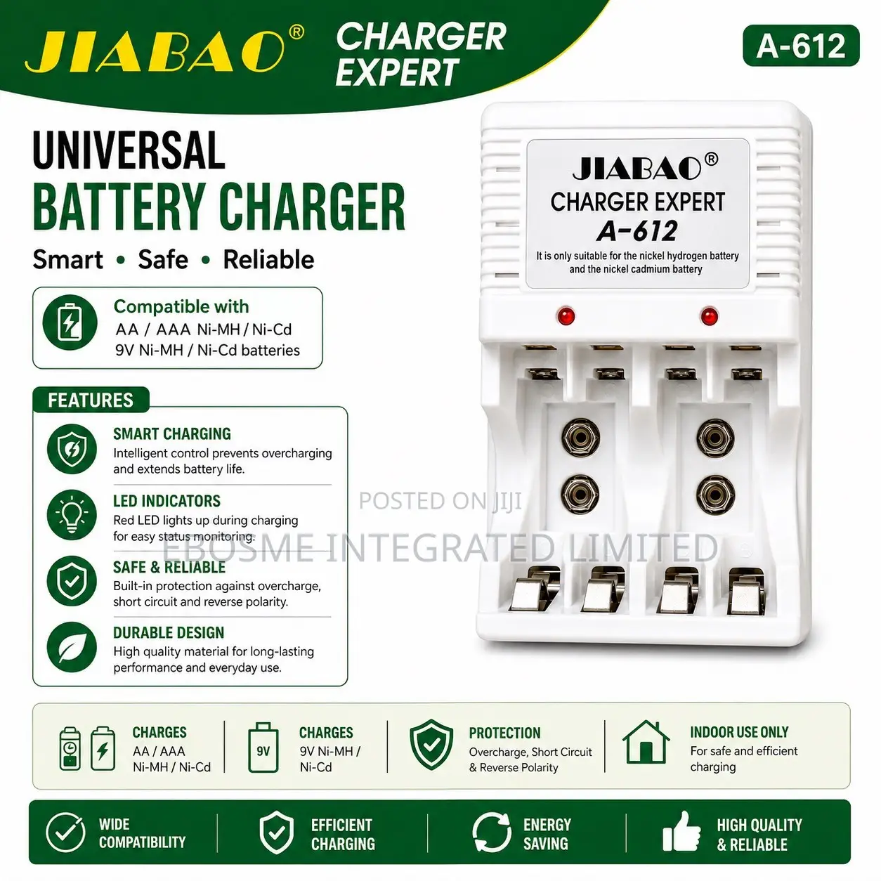 Universal AA/AAA Ni-Mh and Ni-Cd Rechargeable Battery