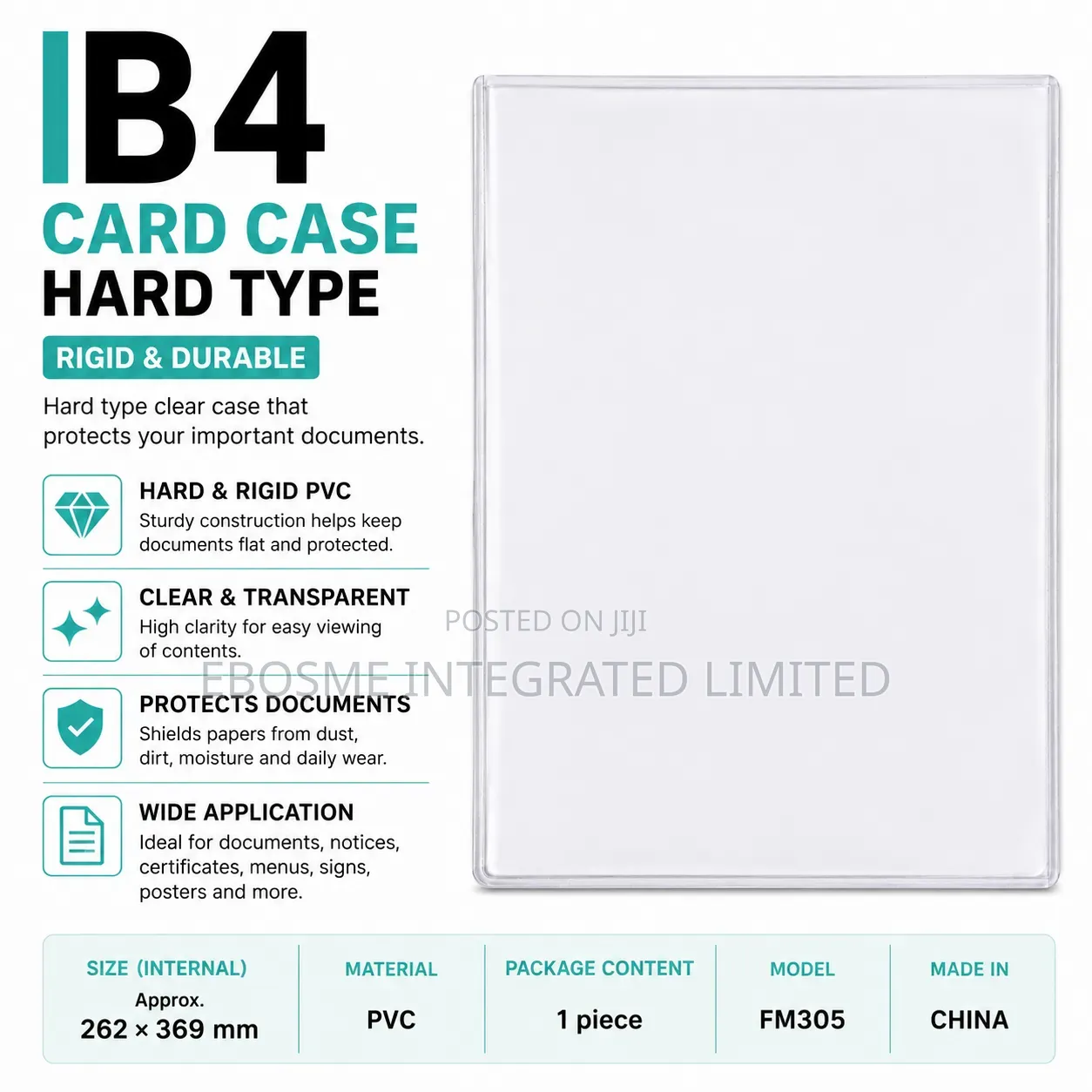 B4 Clear Hard PVC Card Case Document Holder