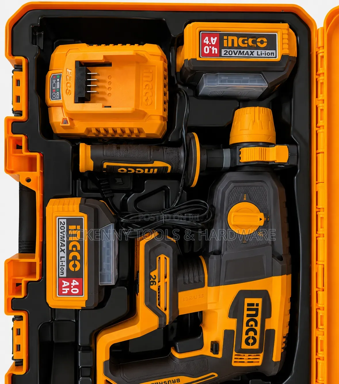 Ingco 20V Cordless Rotary Hammer Drill Kit - Brushless Motor