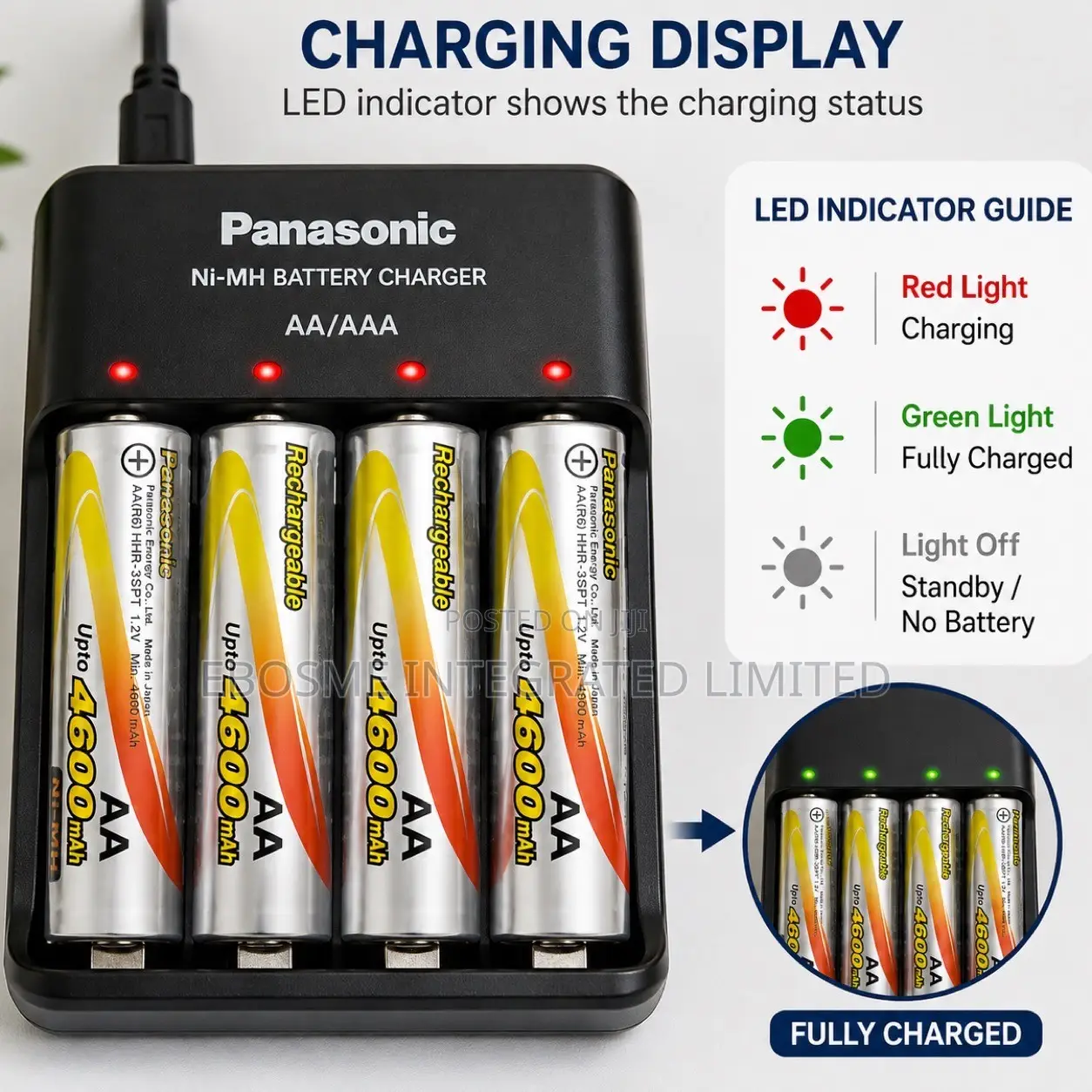 Rechargeable AA BATTERY 4600 (4 Packs)