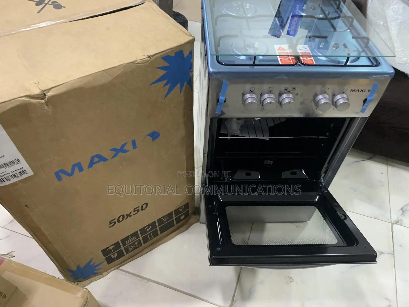 Maxi 5050 Four-Burner Gas Cooker With Oven and Stainless Finish