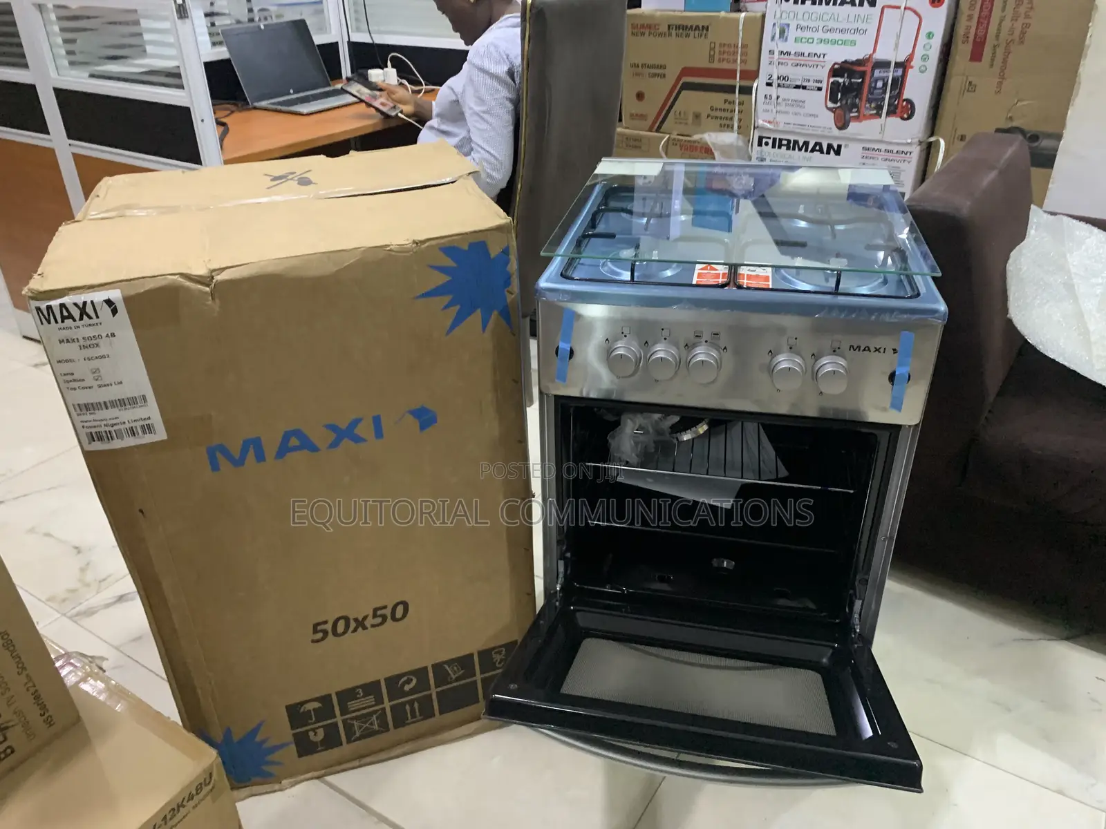 Maxi F5C40G2 4-Burner 50X50 Inox Kitchen Cooker With Gas Oven