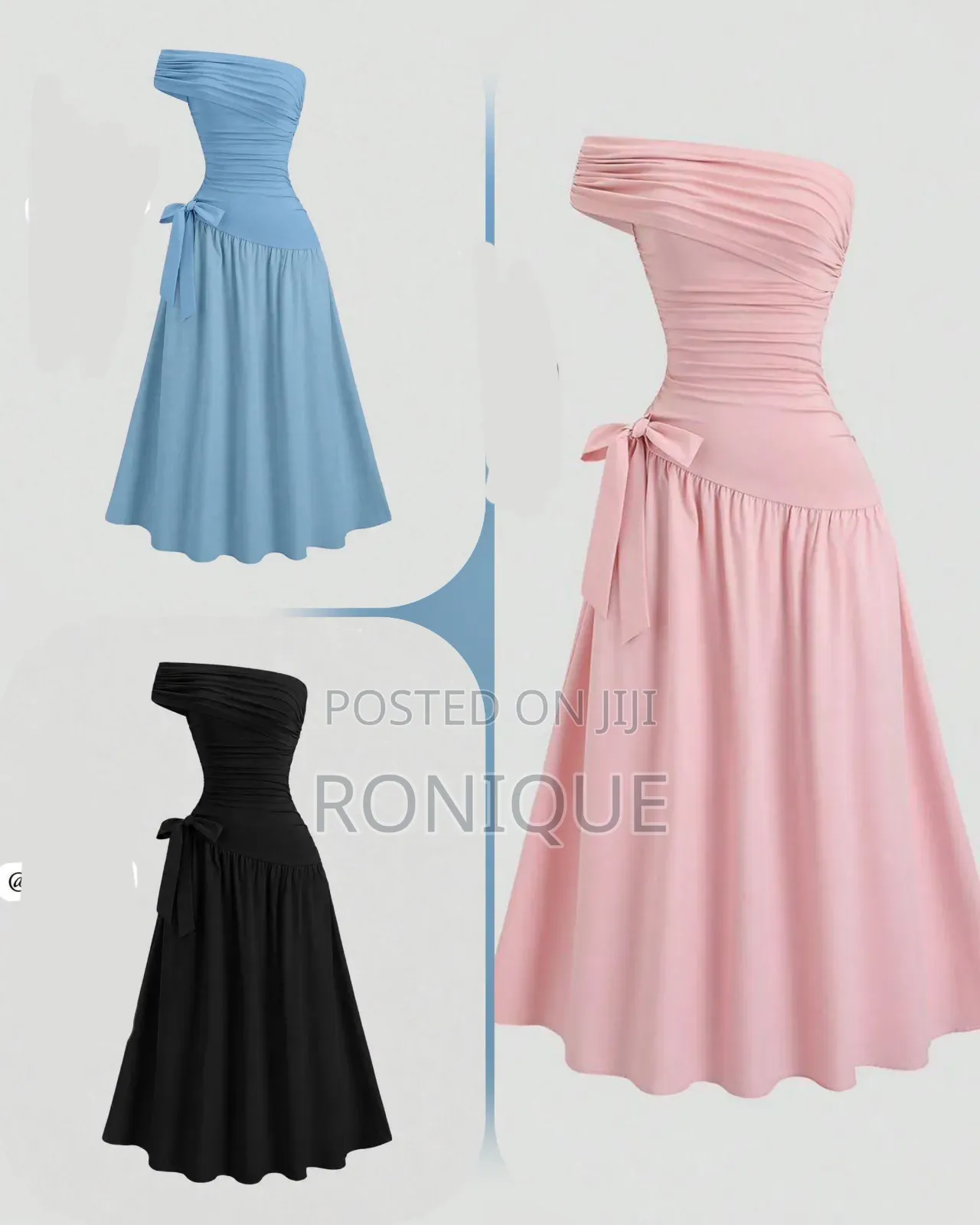 Off-the-Shoulder Asymmetrical Ruched Midi Dress