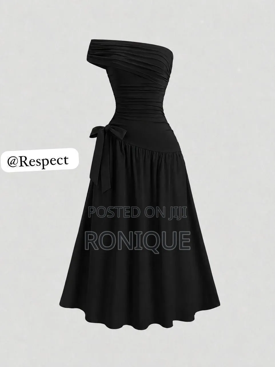 Off-the-Shoulder Asymmetrical Ruched Midi Dress