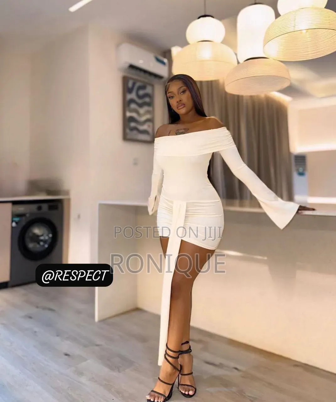 Chic Off-the-Shoulder Long-Sleeve Mini Dress With Hanging Drape